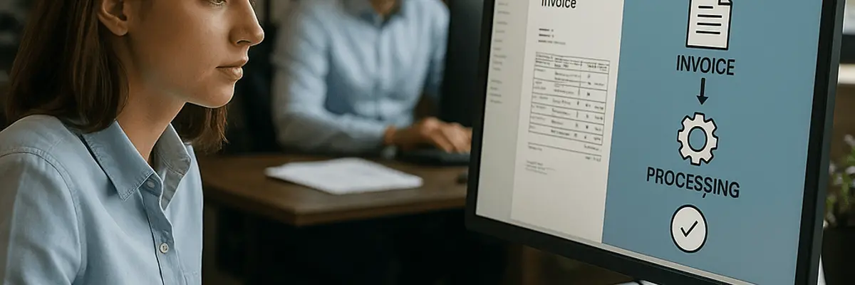 Illustration of accounts payable management for the automated invoice processing sector for the accounts receivable team