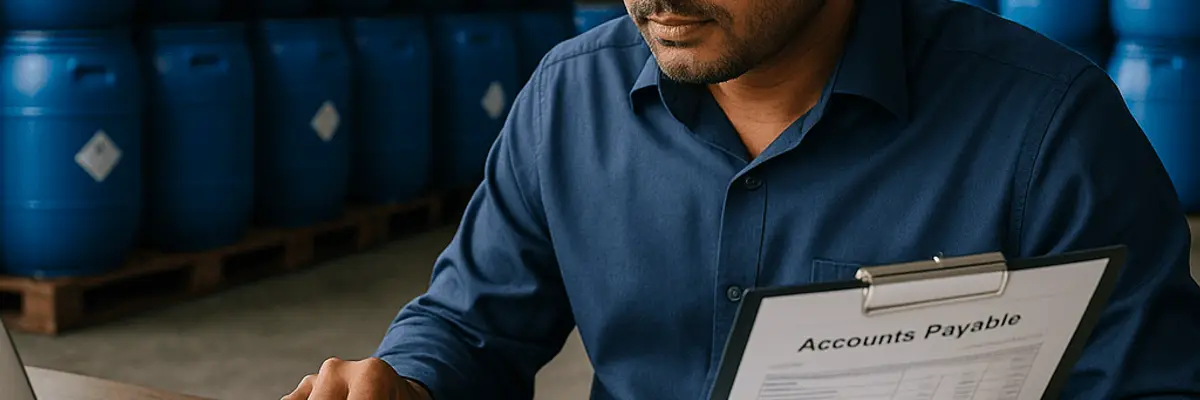 Illustration of accounts payable management for the chemical distribution sector in Ahmedabad