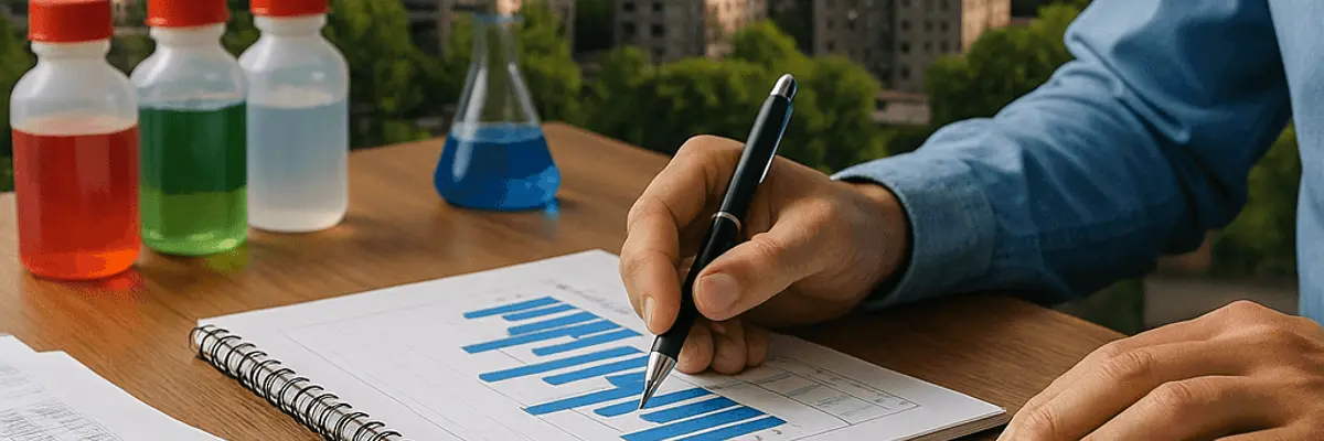 Illustration of accounts payable management for the chemical distribution sector in Almaty