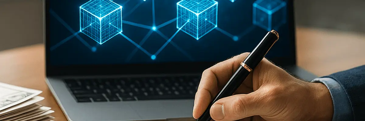 Illustration of accounts payable management for the blockchain technology sector for enterprise