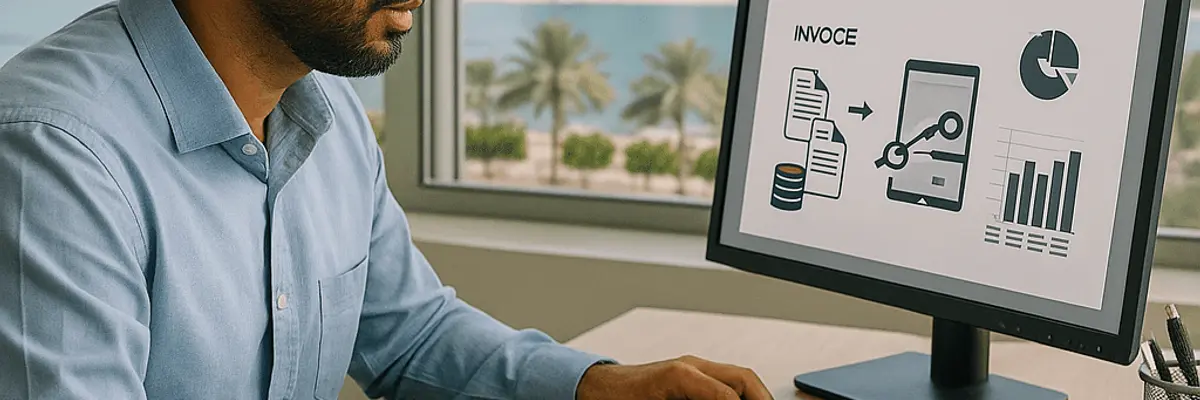 Illustration of accounts payable management for the automated invoice processing sector for medium businesses in Abu Dhabi