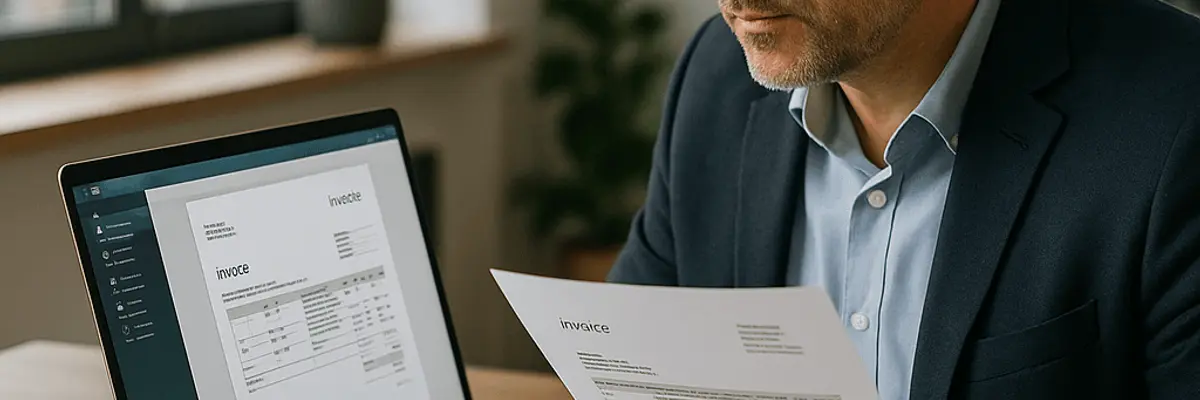 Illustration of accounts payable management for the automated invoice processing sector for medium businesses