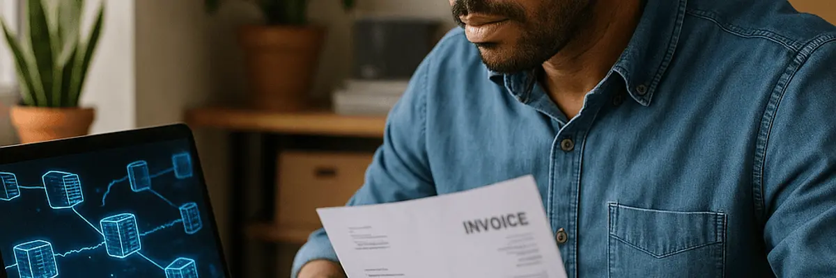 Illustration of accounts payable management for the blockchain technology sector for micro businesses for the business owners