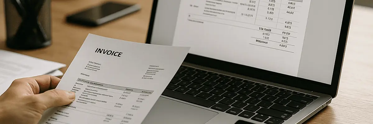 Illustration of accounts payable management for the automated invoice processing sector for micro businesses
