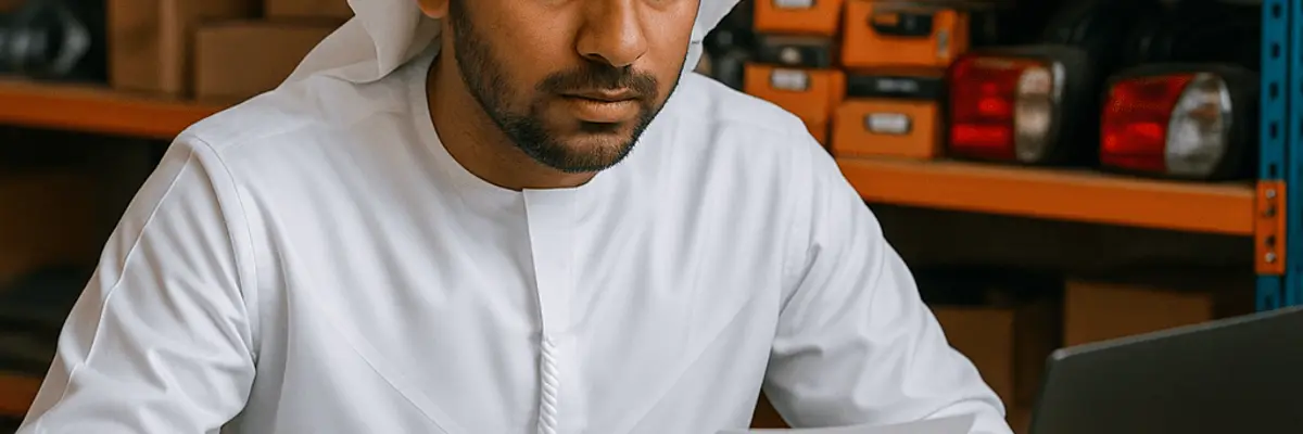Illustration of accounts receivable management for the automotive parts and accessories sector in Abu Dhabi