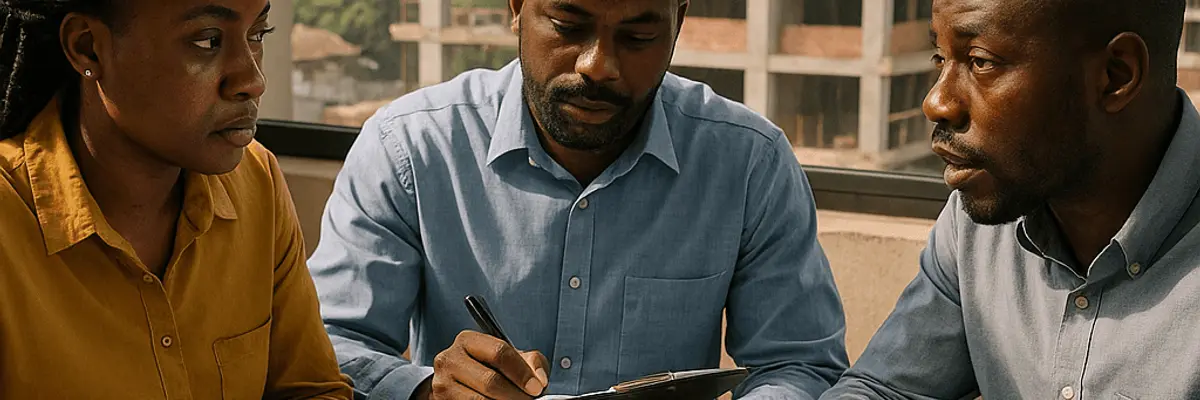 Illustration of accounts receivable management for the construction sector for startup for the collection team in Accra