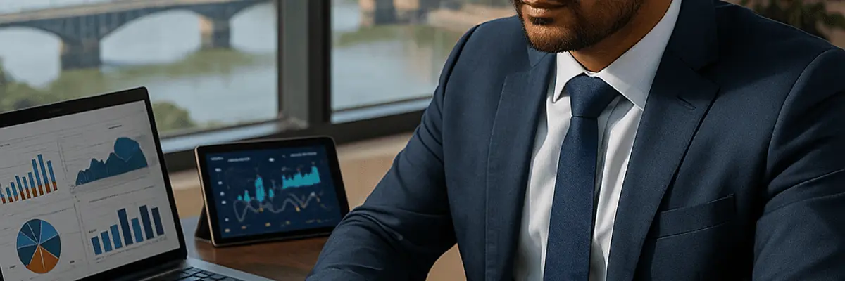 Illustration of business financing for the business analytics and ai sector in Ahmedabad