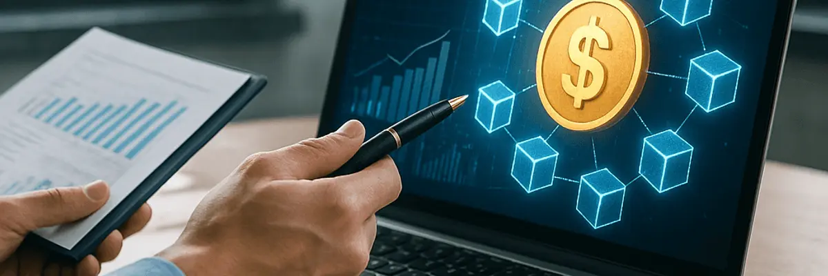 Illustration of business financing for the blockchain technology sector for enterprise