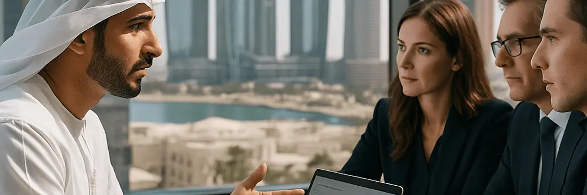 Illustration of business financing for the banking and lending services sector for large businesses in Abu Dhabi