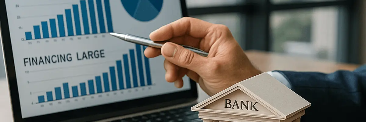 Illustration of business financing for the banking and lending services sector for large businesses