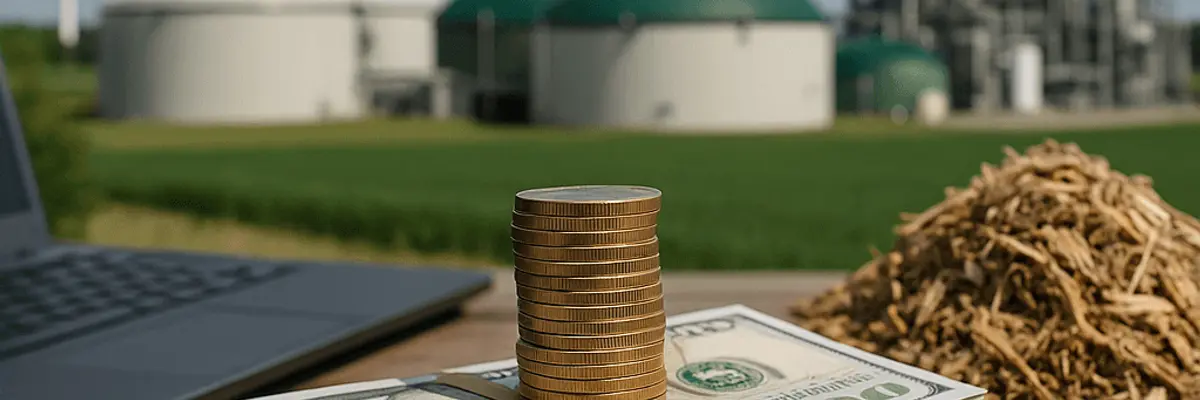 Illustration of business financing for the biofuel and biomass sector for large businesses